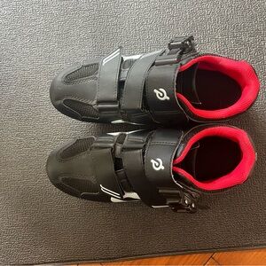 Peloton Black Cycling Shoes with Red Accents